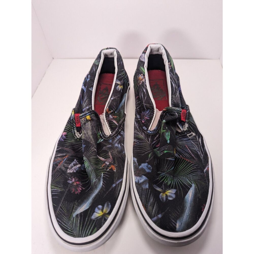 Vans Off The Wall Shoes Size Mens 8.5 Womens 10  Black Tropical Slip On Shoes